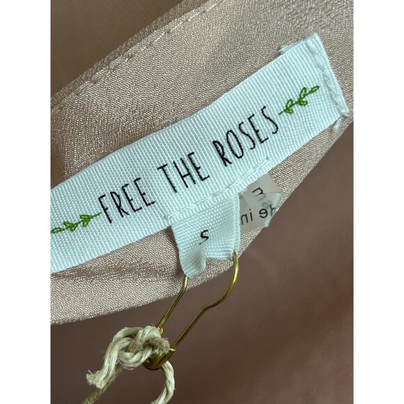 Free the Roses Floral Embroidered Chiffon Mini Dress Small Nude Blue NWT - Picture 8 of 10